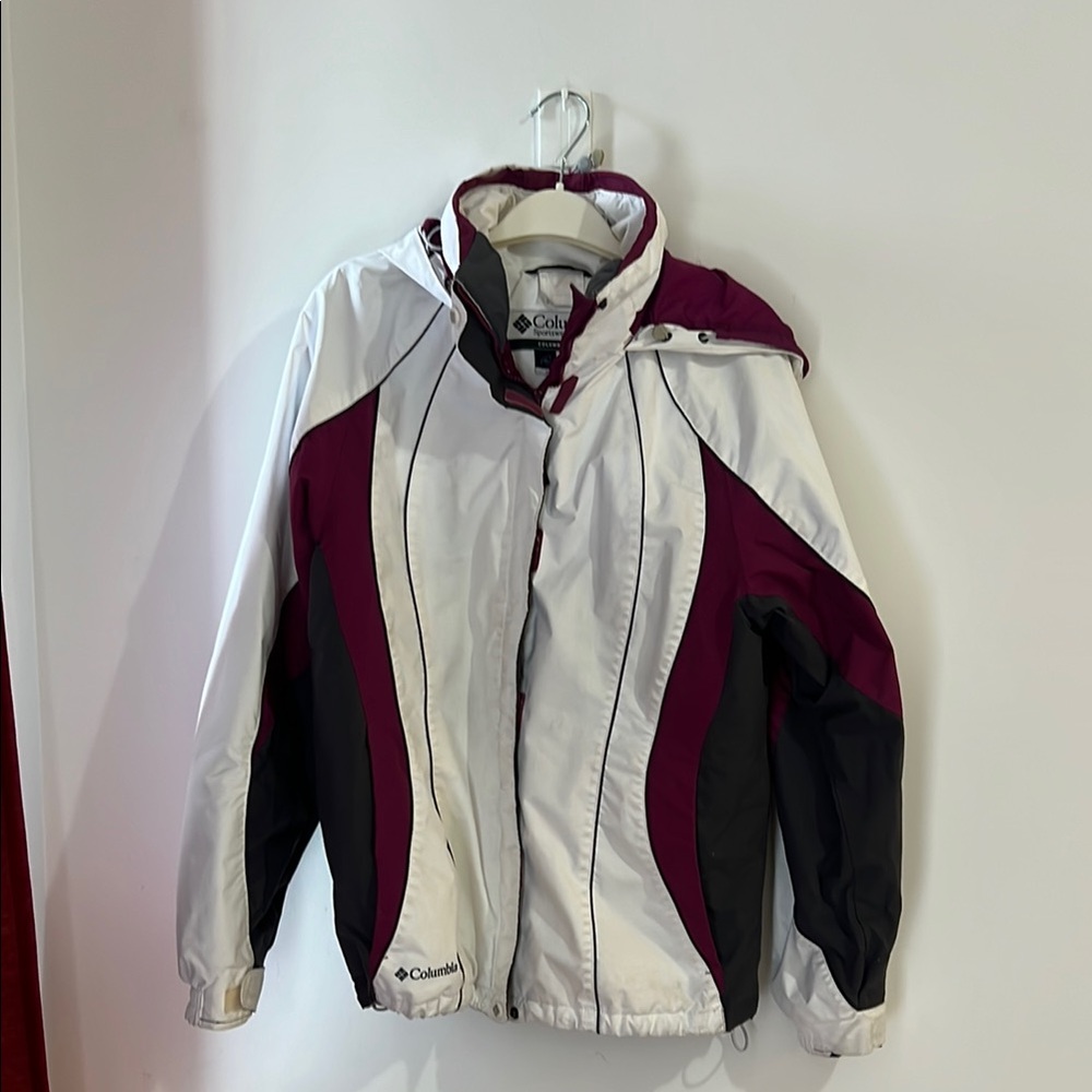 Columbia White and Burgundy Jacket